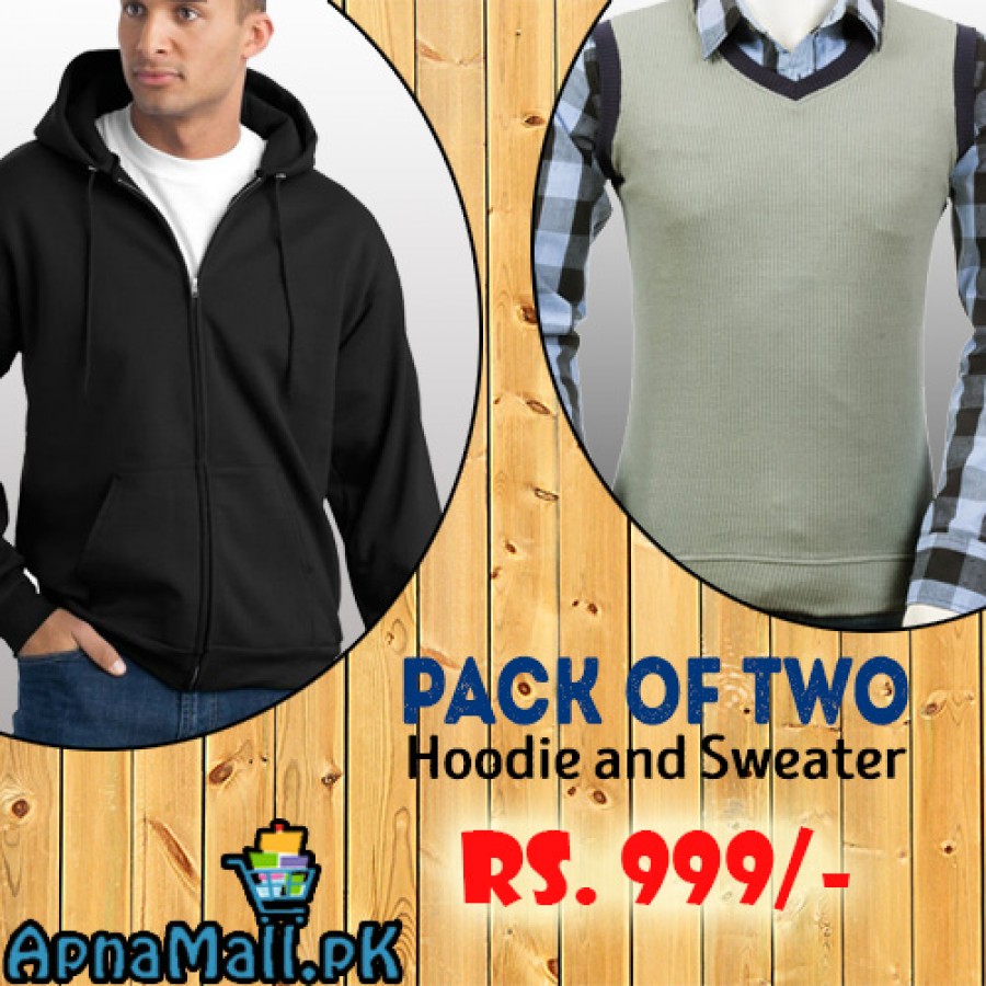 Pack of 2 (Black Hoodie and Gray Sweater)