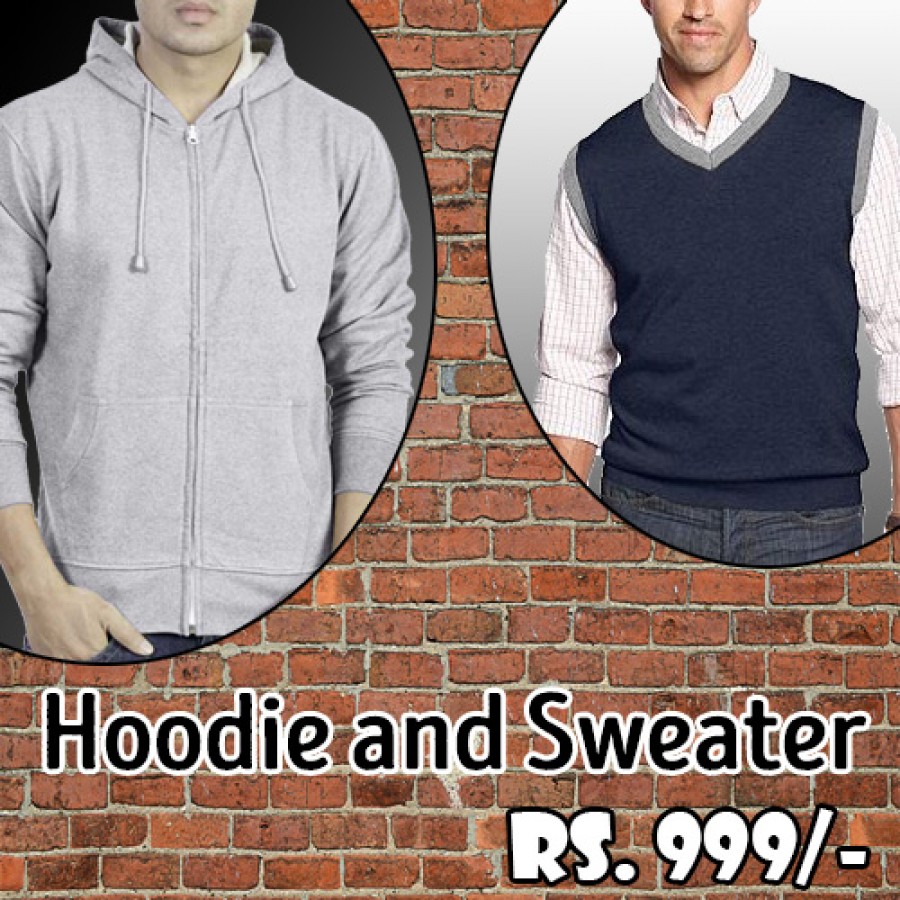 Pack of 2 (Gray Hoodie and Navy Blue Sweater)