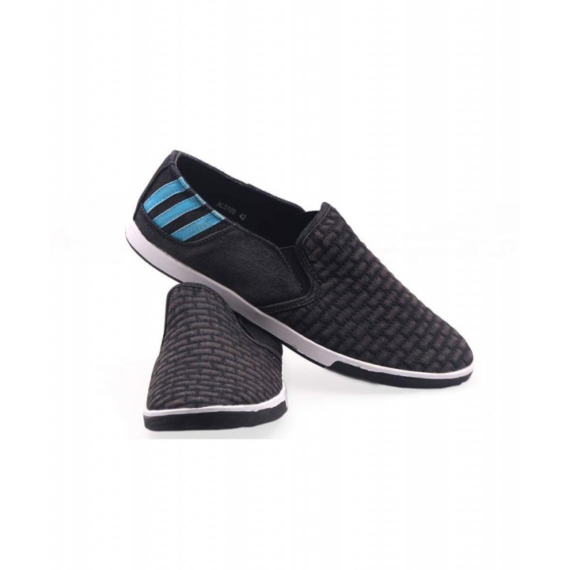 Men's Footwear : Adidas Black Suede Back Striped Loafer Shoes AD1
