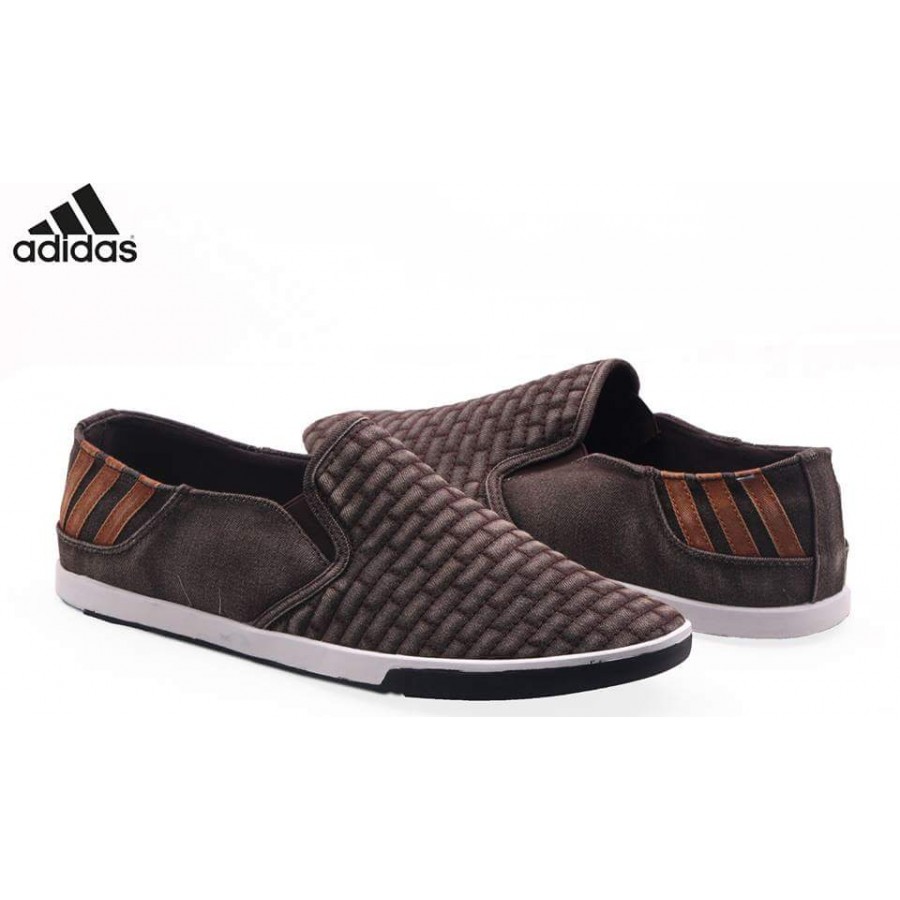 Men's Footwear : Adidas Brown Suede Back Striped Loafer Shoes AD3