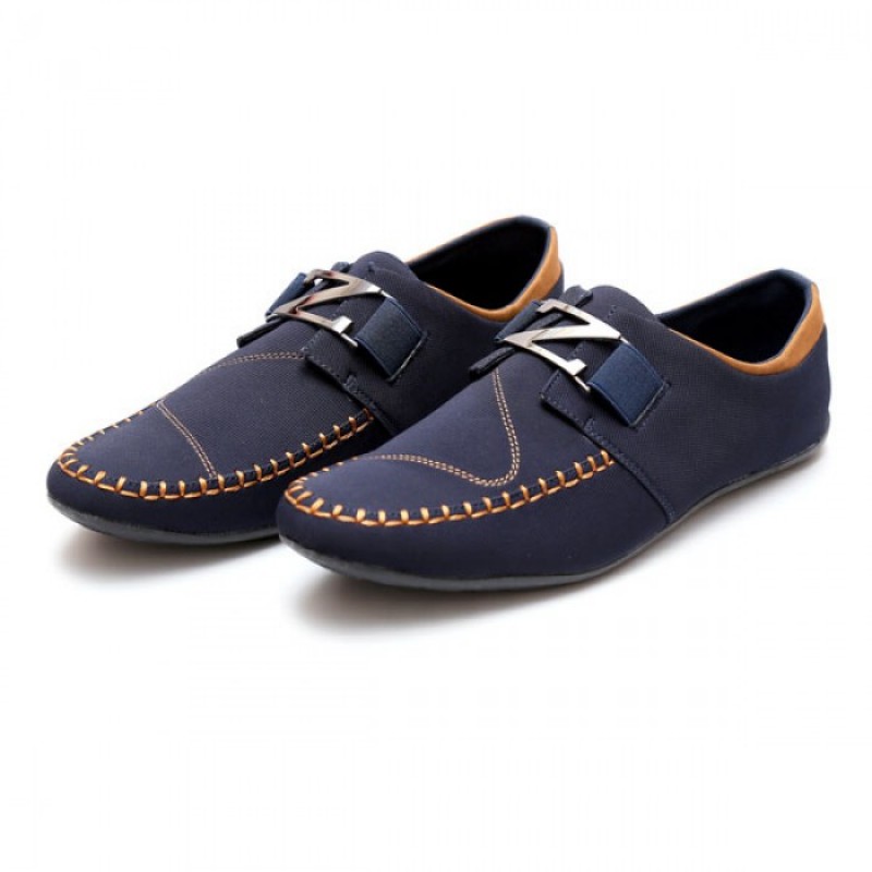 Loafer Shoes : Zara Navy Blue, Brown Stitched Stylish Design Loafers Z11