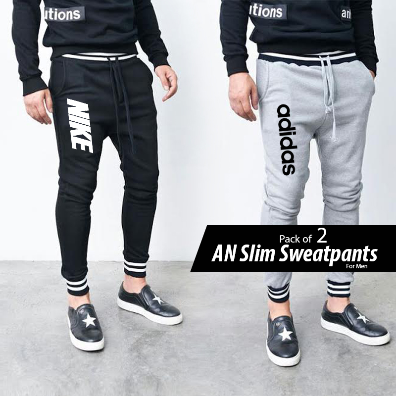 Men's Trousers / Bottoms / Pants : Pack of 2 AN Slim Sweatpants for Men