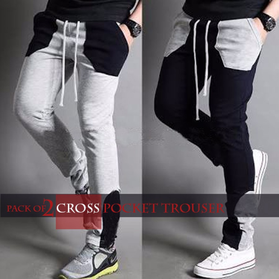 Pack of 2 cross pocket trousers