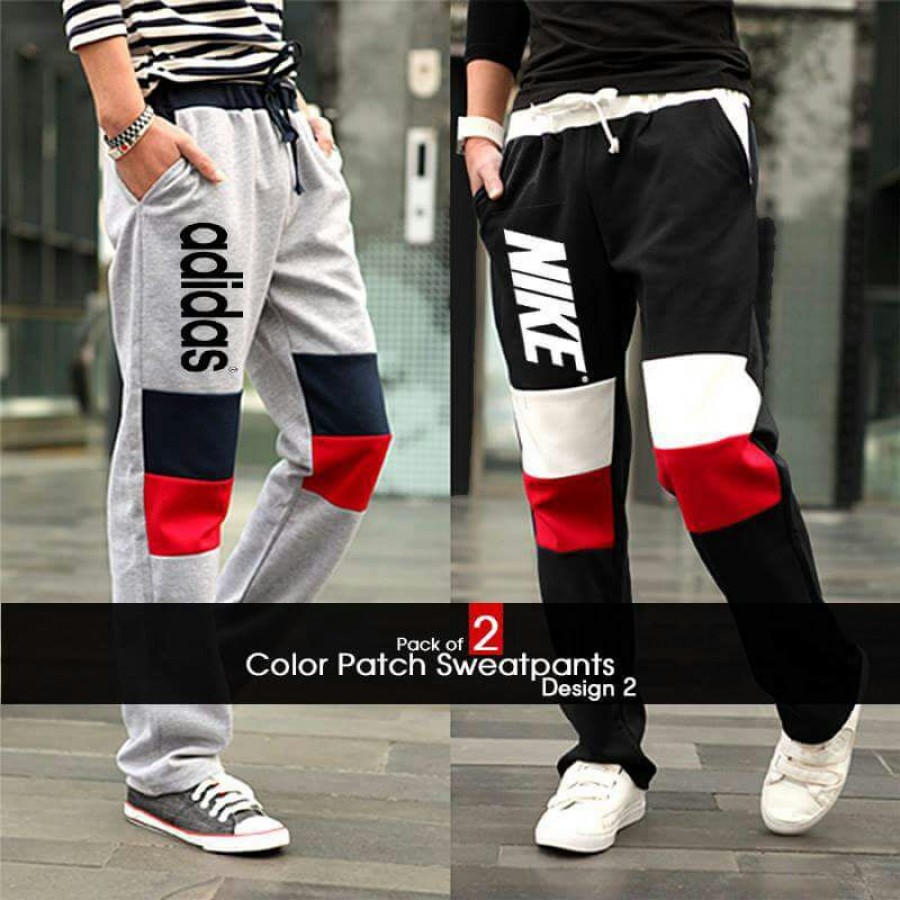 Pack of 2 Color Patch Sweatpants Trousers Design  2