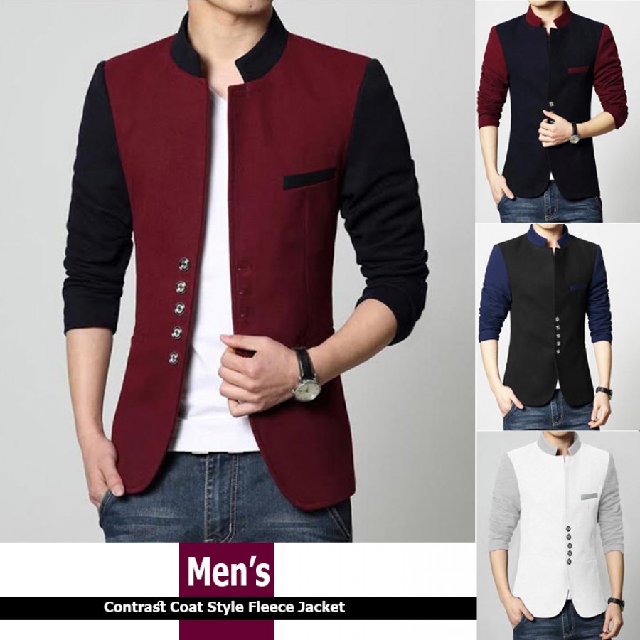 Mens Stylish Button Coat Style Fleece Jacket