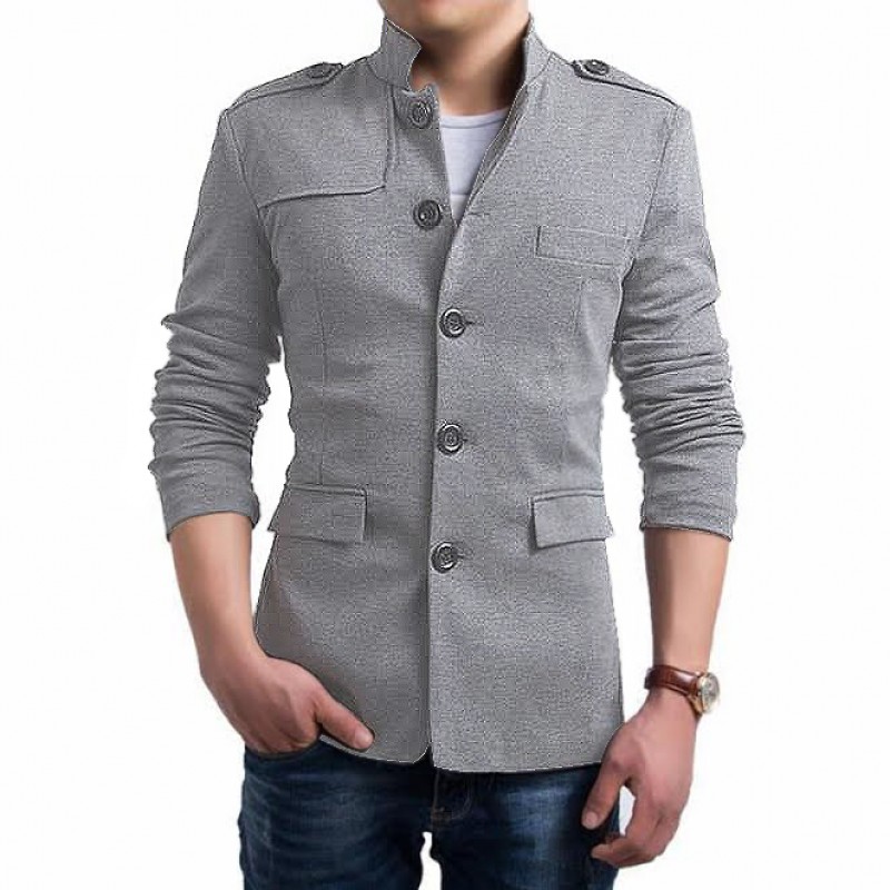 Mens Stylish Button Fleece Jacket Design 3