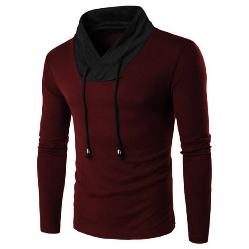 Men's Clothing : Pack Of 3 Shawl Collar Long Sleeve T Shirts