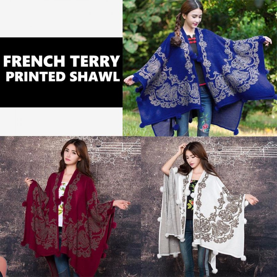 FRENCH TERRY PRINTED SHAWL