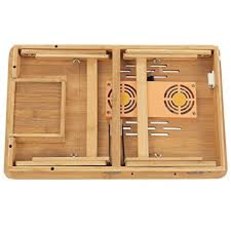 Wooden Laptop Table with Cooling Fan (Free Mobile Protection Tool)