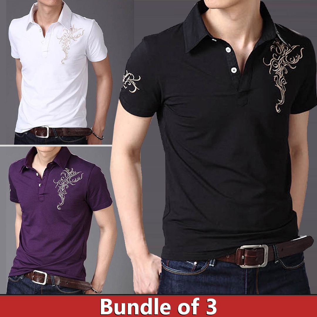 Men's Clothing : Bundle of 3 Chest Arm Printed Shirt