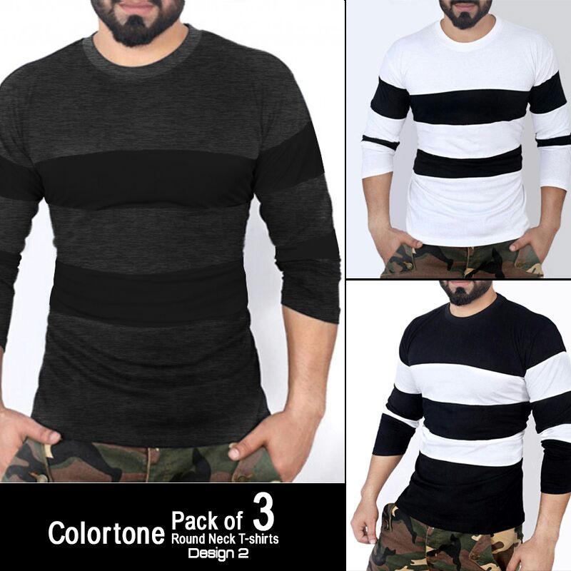 T-Shirts : Pack Of 3 Colortone Round Neck T-shirt Design 2